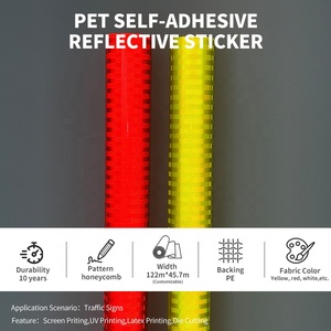 Высокоинтенсивная светоотражающая пленка, самоклеящиеся светоотражающие виниловые наклейки из поликарбоната, рулон светоотражающей пленки для безопасности дорожного движения - Product Image 2