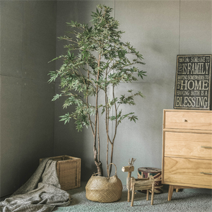 Simulazione decorazione albero finto grande pianta verde pigra vaso nordico atterraggio installazione morbida soggiorno foglia arpa albero banyan - Product Image 3