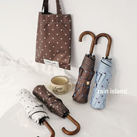 Parasol manuel ultra-résistant à trois plis, protection solaire, résistant aux UV, style rétro, pour femmes