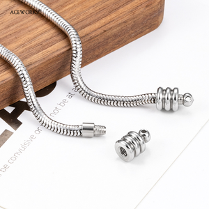 Pulsera de Cadena de Serpiente con Cierre de Rosca para Mujer |   Soporte para Dijes de Acero Inoxidable con Extremo Roscado para Fabricación de Joyas |   A la Moda e Impermeable - Product Image 4