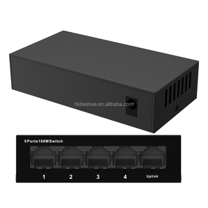 ราคาที่ดีที่สุดอุปกรณ์เครือข่าย LAN กรณีโลหะมินิสวิตช์ 5 พอร์ต 100Mbps RJ-45 พอร์ตสวิตช์อีเธอร์เน็ตสวิตช์เครือข่าย - Product Image 1