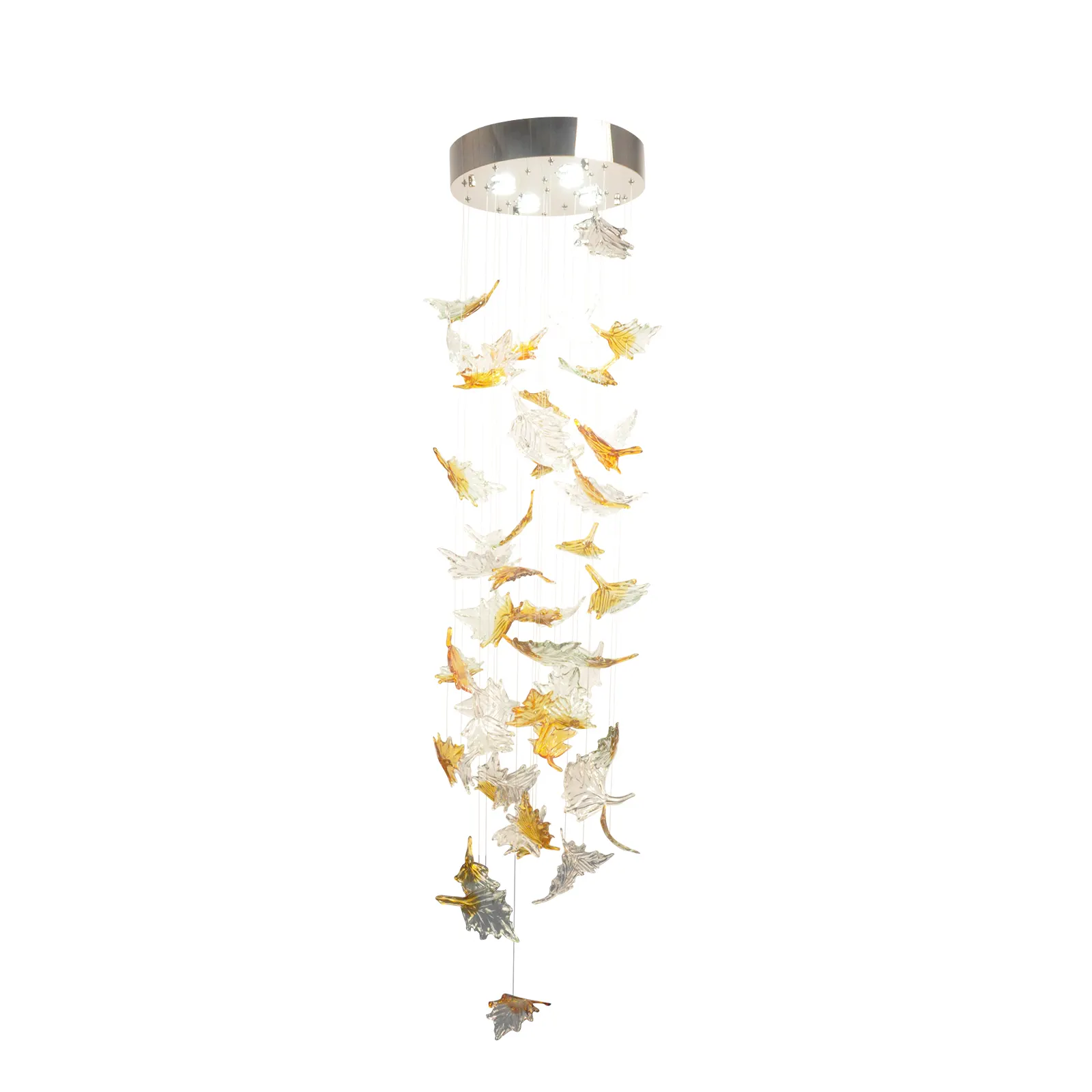 유리제 펀던트 램프 샹들리에 단풍나무 잎 모양 가정 가구 식당 호텔 스테인리스를 위한 신제품