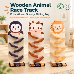Fabrika doğrudan satış Montessori karikatür ahşap yarış oyuncak Montessori eğitici oyuncaklar Unisex çocuklar için - Product Image 1