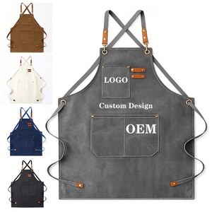 Customizable Reusable Cross-Back Large Pockets Moisture-Wicking Breathable Eco-Friendly Chef Cooking <b>Aprons</b> for Cafes Restaurant - Product Image 1