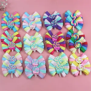 lollipop colorful hair clip girls cute and beautiful hair bows kids hair accessories