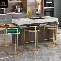 Chaises de bar de luxe léger, modernes et élégantes, en acier inoxydable doré, tabourets de bar hauts, design créatif, réception de restaurant