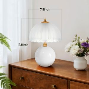 Cream Ceramic <b>Minimalist</b> Simple <b>Table</b> Bedroom <b>Bedside</b> Study Use Luxury High-End Creative Atmosphere Bedroom LED Light - Product Image 6