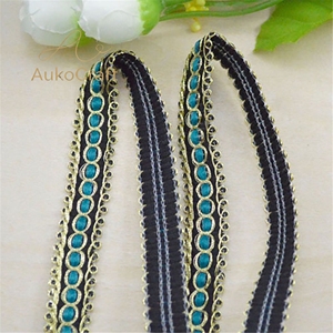 Pita renda jalinan berkualitas tinggi, lebar 1,4 cm, aksesoris jahit murah pabrik, desainer DIY, pita emas yang indah - Product Image 5