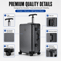 Ensemble de valises rigides en polycarbonate anti-rayures avec roulettes en forme de T, 20, 24 et 28 pouces, pour voyages d'affaires