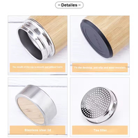 Botol Termos Bambu 450ml dengan Logo Kustom, Botol Air Bambu dengan Baja Anti Karat, Mug Perjalanan Bambu Baru, Mug Modern dengan Pegangan