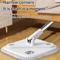 Accueil 360 Balai à franges et seau avec essoreuse Jeu de balais absorbant la poussière Nettoyage des sols Vadrouilles plates en microfibres