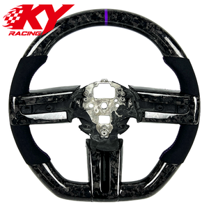 Volant sport en cuir noir et fibre de carbone forgée sur mesure, compatible avec Ford Mustang GT GT350 500 Shelby 2004-2008 - Product Image 1