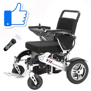 Silla de ruedas eléctrica plegable de aluminio con reposapiés Silla de ruedas de transporte para ancianos Movilidad máxima en todas las situaciones - Product Image 1