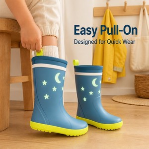 Bottes Wellington unisexes pour <span class=keywords><strong>enfants</strong></span>, imperméables, antidérapantes, semelle intermédiaire en EVA respirante, bottes de pluie en caoutchouc pour <span class=keywords><strong>enfants</strong></span> - Product Image 4