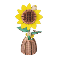 Kit de puzzle 3D créatif en bois DIY pour fleurs, Tournesol et Marguerite, Ensemble d'artisanat floral à assembler soi-même pour adultes et adolescents