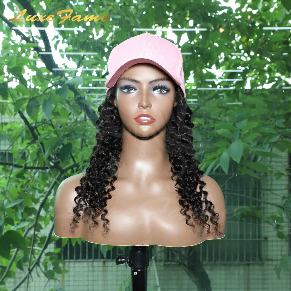 Best Selling Raw Virgin Hair Hat Wig,Women Cap Brazilian braided wig hat human hair,Long Straight Curly Wig With Hat