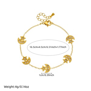 Women's Gold Plated Moon Star Jewelry <b>Set</b> With Diamond Inlay For Everyday Wear Stainless Steel Necklace Earrings <b>Bracelet</b> <b>Set</b> - Product Image 4