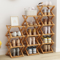 Meuble à chaussures pliable multifonctionnel en bambou Ruichang, simple, respirant, moderne, personnalisable, 2 à 6 niveaux, sans installation, pour salon