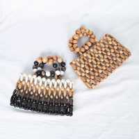 Tas Clutch Anyaman Bambu Wanita dengan Manik-manik Kayu Alami Desain Baru