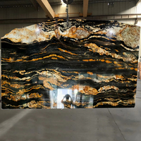 GOLDTOP OEM/ODM Granito Losa Brazil Dalle de granit noir naturel de luxe cosmique avec veine dorée pour les comptoirs de cuisine