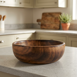 Handicrafts Acacia Wood Mixing Bowls Food Serving Eco Friendly Vintage <b>Pasta</b> Soup Bowls Tabletop Display Party - Product Image 1