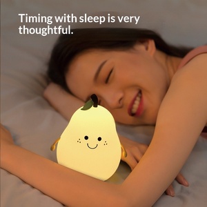 Pear Silicone <b>Night</b> <b>Light</b> LED Desk Lamp Soft Warm White Touch Control <b>Battery</b> Powered for Bedroom Decor - Product Image 2