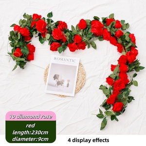 ZhiXia gros personnalisé coloré soie tissu plastique 10 Rose rotin pointe artificielle Rose rotin mariage jardinage décoration - Product Image 1