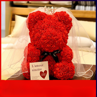 NINI 26 Vente en gros d'ours en peluche réaliste en forme de rose, faits à la main, 25 cm et 35 cm, fleur artificielle - Meilleurs cadeaux pour la Saint-Valentin, la fête des mères, Noël