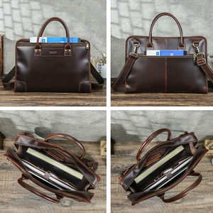 Maletín de Cuero Curtido al Aceite de <span class=keywords><strong>Grano</strong></span> Completo de Contact's, Bolso de Mano para Portátil de 14.2 Pulgadas para Hombre, Bolso de Oficina de Gran Capacidad con Múltiples Compartimentos - Product Image 3