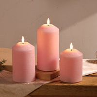 Décoration d'intérieur Matti's, bougie LED à flamme réelle en cire de paraffine 3D, rose, en forme de spirale ondulée, télécommande
