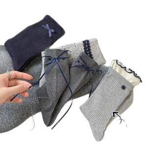 Women's Plaid Lace Mid Calf <b>Socks</b> Elegant Breathable Warmth Youth Style Ballet <b>Socks</b> - Product Image 3