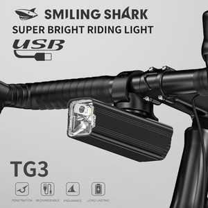 Smiling Shark TG3 Phare avant de vélo rechargeable par USB, lumière LED pour le cyclisme - Product Image 1