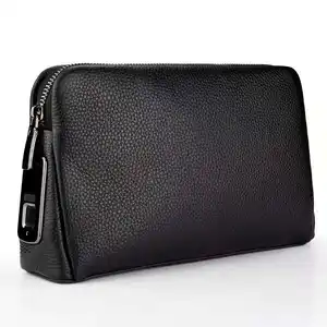 2022 Father's Day Best Gift Fashion Business Men Fingerprint Lock Handbag Genuine Leather Wallet YKK Zipper Wallet with Gift Box