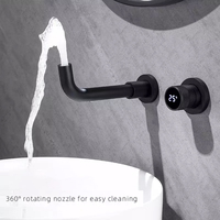 Robinet Mitigeur Mural Encastré Moderne Noir en Laiton avec Affichage Numérique de Température pour Lavabo de Salle de Bain – Vente Flash