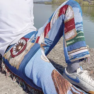 Fashion Blanket Jacquard Carpet Rug Pants Turned A Tapestry Blanket Pants