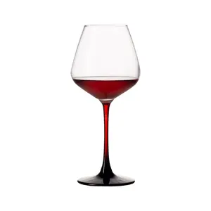 Wholesale Mediaeval Times Black Red Footed Goblet Burgundy Wine Crystal Glass