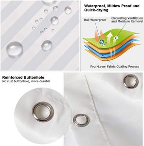 Rèm Phòng Tắm Vòi Sen Khuôn Bằng Chứng Kháng Polyester Vải Chống Vi Khuẩn Chống Thấm Nước Trắng Satin Sọc Rèm Tắm - Product Image 2