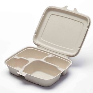 Barquettes en bagasse de canne à sucre renouvelable avec compartiments pour les repas scolaires et les déjeuners au bureau - Product Image 2