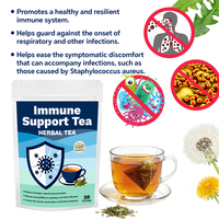 Thé de soutien immunitaire, tisane naturelle, défense contre les infections, corossol, neem, moringa, sans caféine, sachets de thé détox, sachets biodégradables