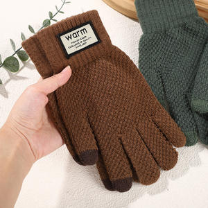 男性用の厚くて暖かいジャカードタッチスクリーンニットグローブ秋と冬用子供用アウトドアカジュアル旅行用防寒 - Product Image 3