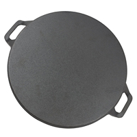 Plaque de cuisson en fonte pré-assaisonnée à double face striée, idéale pour griller, frire et servir