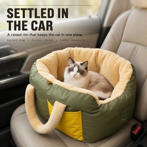 Cama para Mascotas para Auto con Bolsillo de Almacenamiento, Asiento Elevador Portátil para Viajes en Auto, Nido Lavable de Felpa Suave para Perros y Gatos Pequeños - Product Image 4