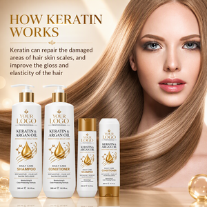 Champú y Acondicionador Profesional con <span class=keywords><strong>Keratina</strong></span> Brasileña, Aceite de Argán Natural y Colágeno - Product Image 2