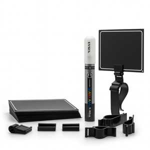 Kit de 25 étiquettes de prix pour comptoir de boulangerie, avec supports et stylo marqueur, étiquettes neutres en PVC noir pour accessoires de présentation alimentaire - Product Image 1
