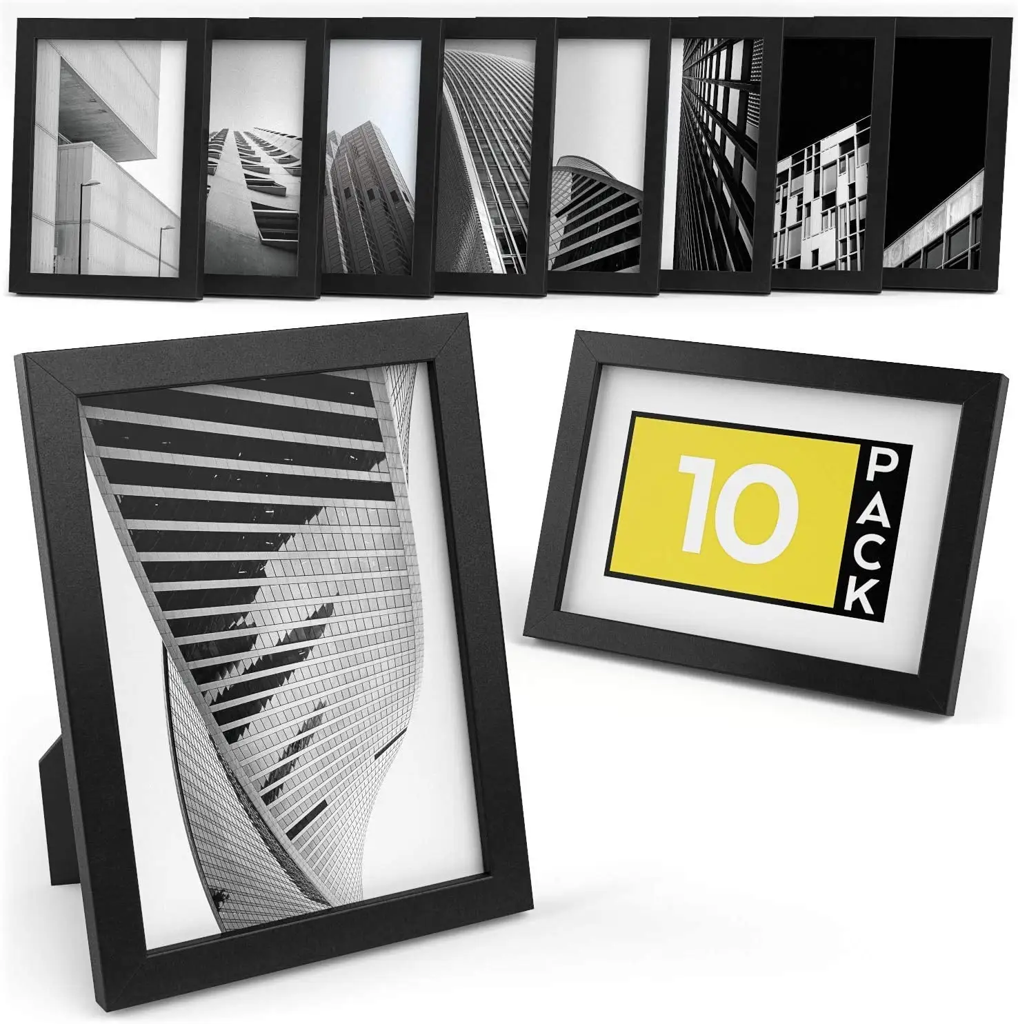 High quality 9PCS Photo Frame Custom 12X12 Wood Frame Black/White Made to Display Pictures Album