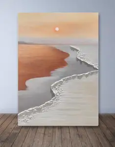 Handmade Painting Modern Style Decorations For Home Excellent Thick Texture Seascape Oil Painting