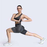 Tenues de Yoga à motifs pour femmes, short d'exercice taille haute, pantalon de Yoga, soutien-gorge de sport, ensemble de vêtements d'entraînement de gymnastique 3 pièces