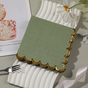 Servilletas populares para comercio electrónico transfronterizo, de color liso, con ribete de lámina dorada, perfectas para bodas, fiestas y hoteles. Desechable - Product Image 3