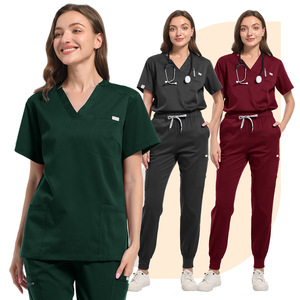 Women's V Neck Short Sleeve Scrub Set Moisture Wicking Hospital Uniform Split Set For Nurses And Medical Staff - Product Image 4