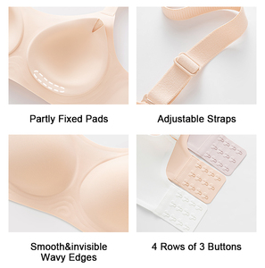 <span class=keywords><strong>Sujetador</strong></span> inalámbrico push-up de gel sin costuras para mujer, con soporte completo, realce y antideslizante, con tirantes anchos ajustables, venta al por mayor OEM - Product Image 4